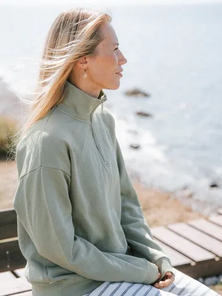 FUXBAU FUXBAU Frauen fux Half Zip Sweater, Seegras, – Produktbild 4 von 4