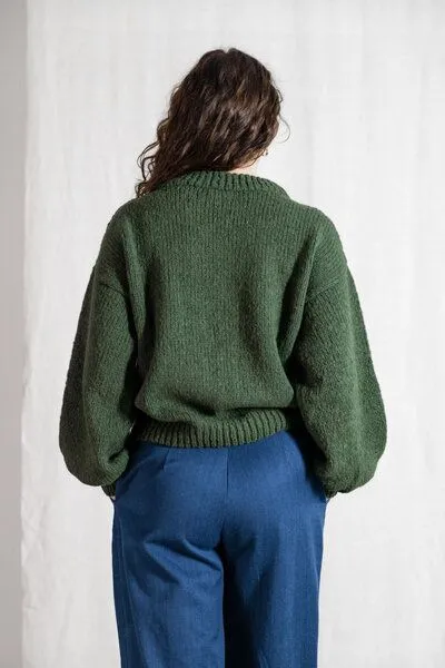 Jyoti - Fair Works Jyoti - Fair Works Baby-Alpaka Strickpullover Lupuna, Olive, – Produktbild 3 von 4