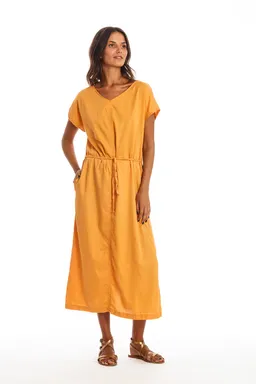 RAVENS VIEW IBIZA RAVENS VIEW IBIZA Damen vegan Kleid Tessa Gold Sand Gelb – Produktbild 1 von 1