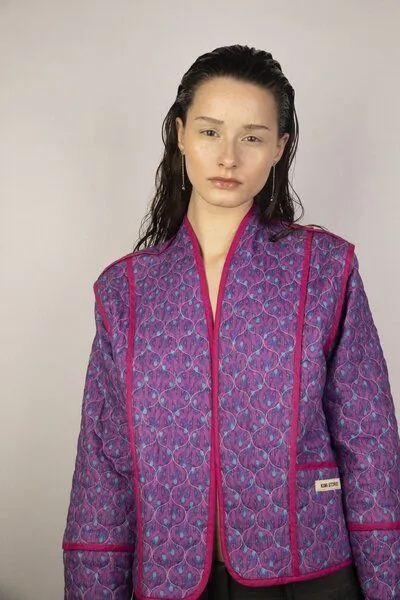 Kiwistories Gesteppte Wendejacke Leinen Viskose I made in Portugal I Print, Bunt, – Produktbild 3 von 4