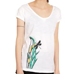 Spangeltangel Spangeltangel Damenshirt, “Libelle“, T-Shirt weiß, bedruckt, TShirt, Bio-Baumwolle, Siebdruck – Produktbild 1 von 1