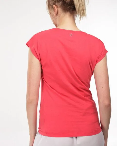 Alma & Lovis Alma & Lovis Shirt mit Wasserfall-Ausschnitt, aus Bio-Baumwolle | Short Cascade, Red (hellrot), – Produktbild 4 von 4