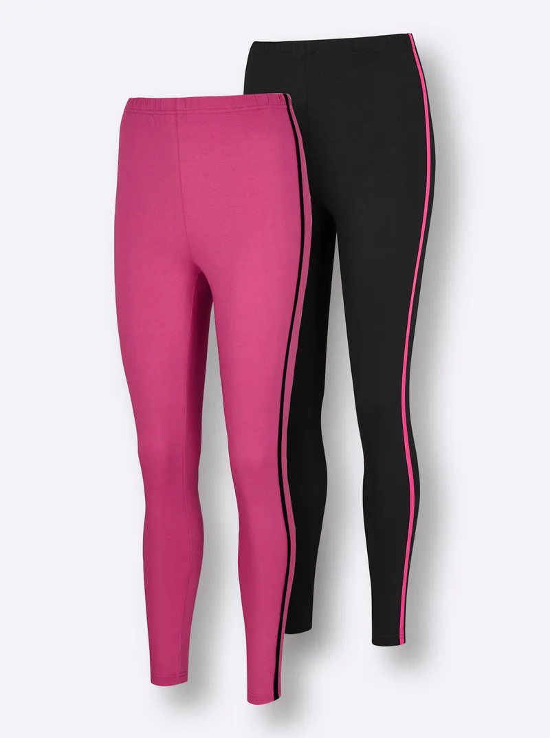 feel good Leggings schwarz + fuchsia, Schwarz + fuchsia, – Produktbild 2 von 3