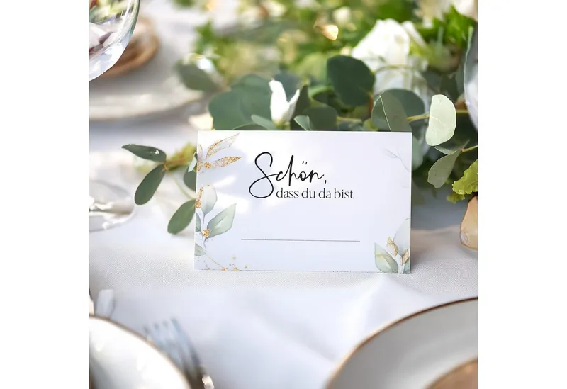 white & ivory Papierdekoration Platzkarte "schön, dass du da bist", 50 Stück, Tischkarten – Produktbild 2 von 5