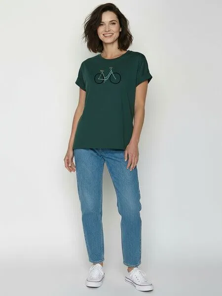 GreenBomb GREENBOMB Bike Freehand Loony - Sportliches T-Shirt aus Bio-Baumwolle mit Rollup Sleeve / hochwertiger Print / GOTS / Fair & Vegan, Türkis (petrolgrün), – Produktbild 3 von 4