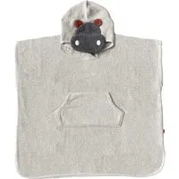 Kikadu Kinder Badeponcho aus Bio-Baumwolle mit Kapuze Hippo grau Maße 65 x 62 cm – Produktbild 1 von 1