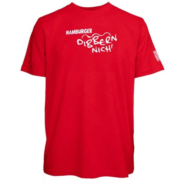 Spirit of Hamburg Spirit of Hamburg Biobaumwoll T-Shirt mit Spruch „Hamburger dibbern nich‘“, Rot, – Produktbild 1 von 2