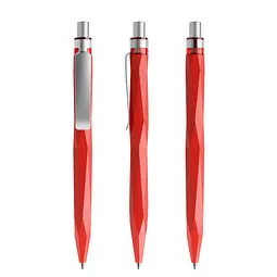 prodir prodir® Druckkugelschreiber QS20 PMS Push, blaue Mine, rot/silber satiniert, Silber / rot, – Produktbild 1 von 1