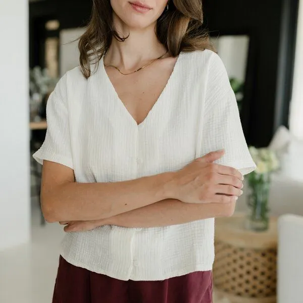 NORDLICHT NORDLICHT Musselin Shirt aus 100% Bio-Baumwolle FREJA, Weiß, – Produktbild 3 von 4