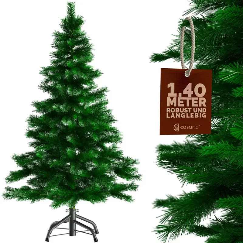 Casaria® Künstlicher Weihnachtsbaum 140cm PE / PVC realistische Optik mit Metallständer, Grün, – Produktbild 2 von 2