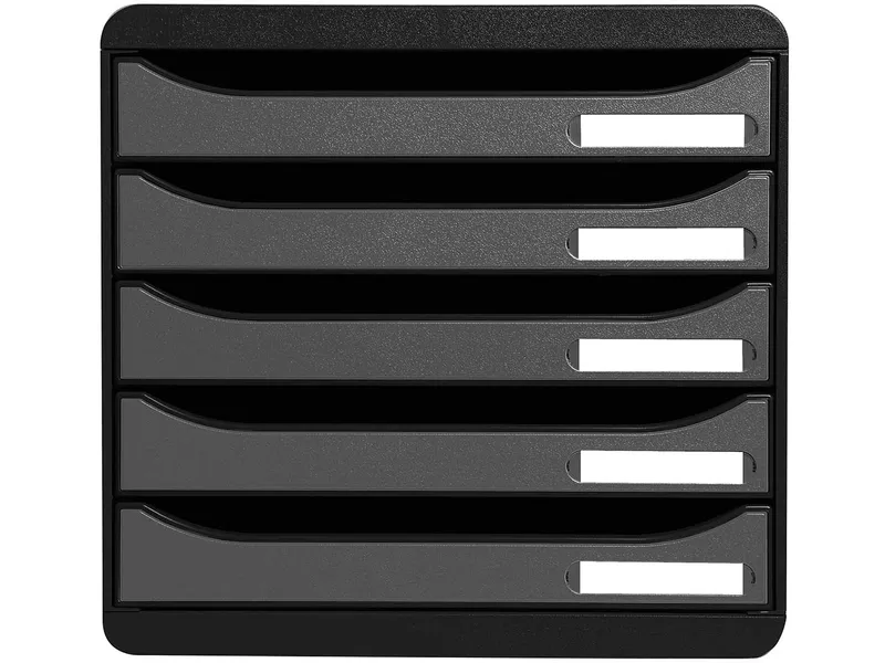 Exacompta Exacompta Schubladenbox "Metallic", DIN A4+, 5 Schubladen offen, silber/schwarz – Produktbild 1 von 1