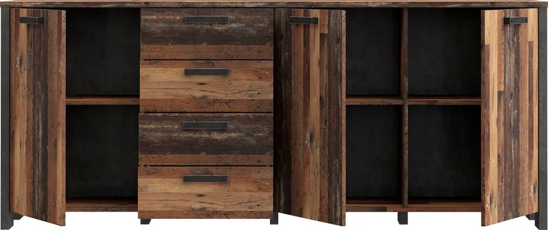 FORTE Sideboard Clif, Breite ca. 206 cm, Braun|grau, – Produktbild 4 von 5