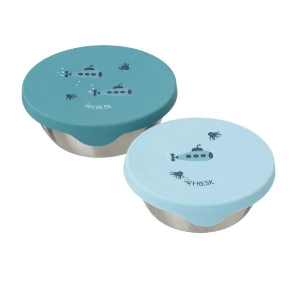 Fresk Snackbox-Set für Kinder – 2 Edelstahldosen mit Silikondeckel, Submarine, – Produktbild 1 von 3