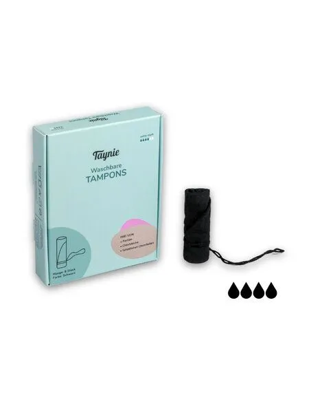 Taynie Taynie Waschbare Tampons extra stark (8 Stk.) Biozidfrei wiederverwendbar 90°C Stofftampons, Schwarz, – Produktbild 1 von 4