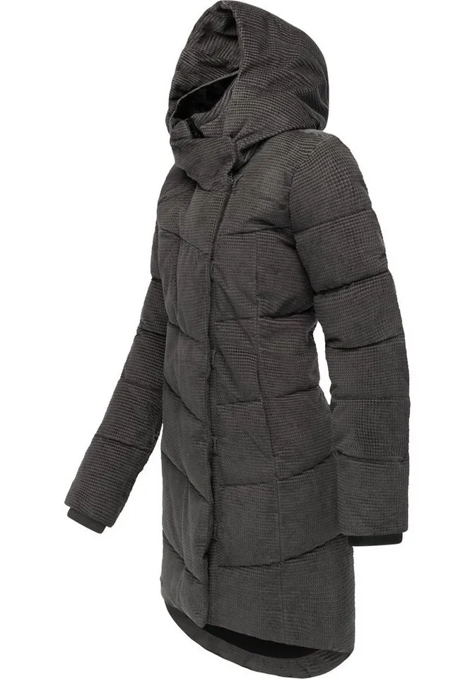 ragwear ragwear Wintermantel Pavla Cordy YOUMODO Wasserdichter Steppmantel in Kord-Optik, Grau, – Produktbild 3 von 3