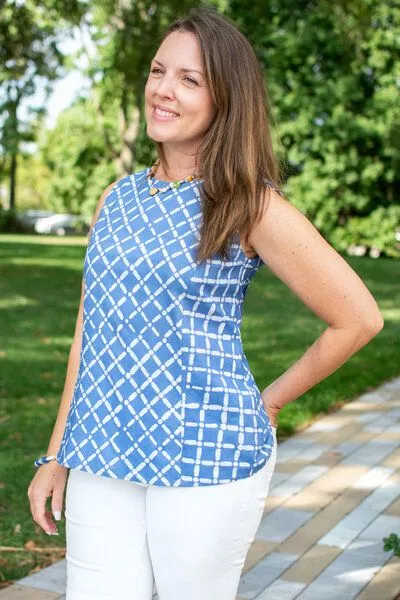 Global Mamas Global Mamas Bio Bluse - BOARDWALK - Argyle, Lattice (blau), – Produktbild 2 von 3