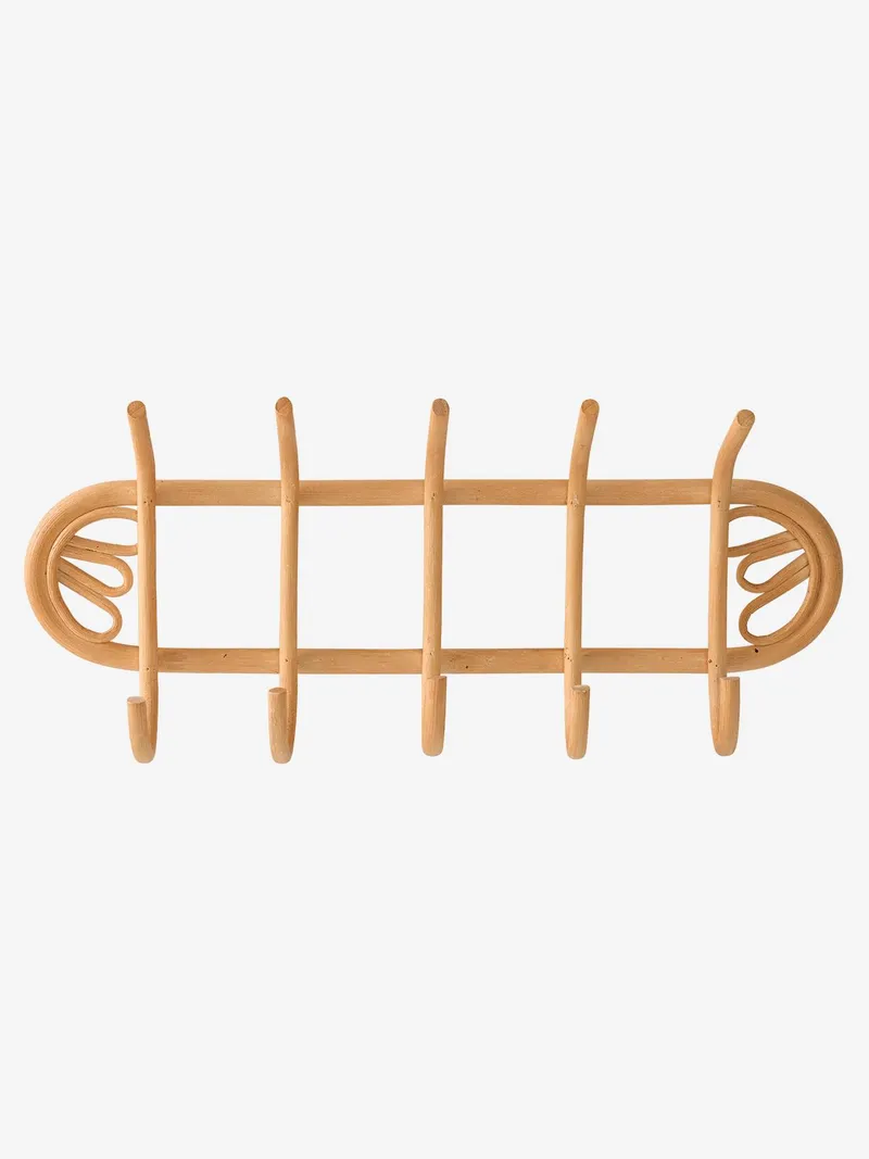 Vertbaudet Wandgarderobe aus Rattan mit 5 Kleiderhaken, Braun, – Produktbild 3 von 3