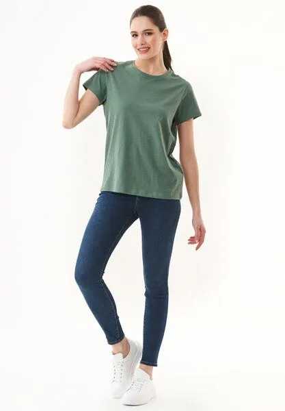 ORGANICATION ORGANICATION Damen Basic T-Shirt aus Bio-Baumwolle, Grün(green tea), – Produktbild 2 von 4