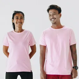 The Driftwood Tales The Driftwood Tales Basic Unisex T-Shirt (Bio-Baumwolle) in Pink/Weiß/Schwarz/Marineblau – Produktbild 1 von 1