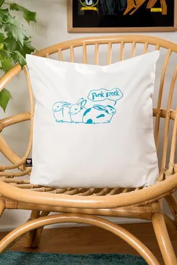 Hirschkind Hirschkind Bio-Kissenbezug 'Punk-Rock' weiß mit türkisem Druck 40*40 cm – Produktbild 1 von 1