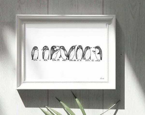 LIGARTI Kunstdruck »Pinguin Lovestory« von LIGARTI | A4, A3 oder A2 | Wandbild | Poster | Kunst – Produktbild 2 von 4