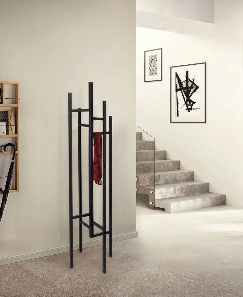 Woodman Garderobenständer Eigen, Kleiderständer, Dielenmöbel, (Made in Europe), im skandinavian Design, aus keilverzinkter massiver Buche, FSC®, Schwarz, – Produktbild 2 von 5