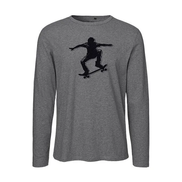 HANDGEDRUCKT HANDGEDRUCKT "Skater" Männer Longsleeve, Grau, – Produktbild 2 von 3