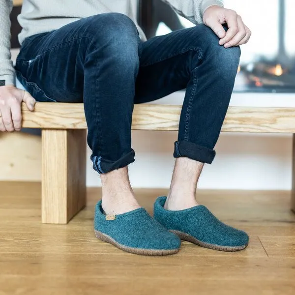 Gottstein Gottstein Filz-Hausschuh Alpine Midcut - Damen & Herren Pantoffel aus 100% Schurwolle mit Komfort-Einlagesohle, Dunkel-grün, – Produktbild 2 von 4