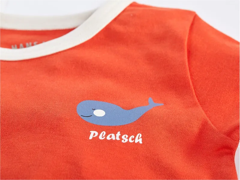 HANS NATUR Kinder Langarmshirt Bio-Baumwolle rot mit Druck Gr.110/116, Rot, – Produktbild 2 von 2