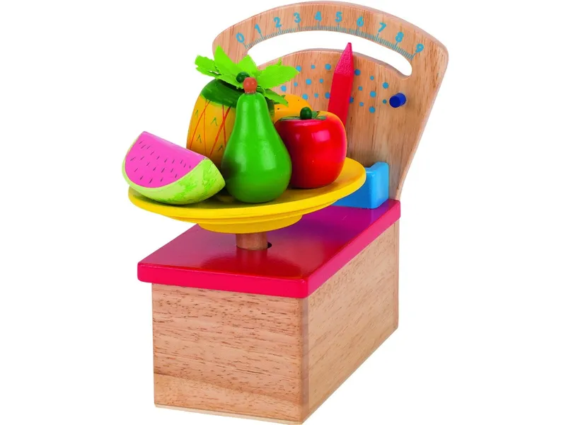 Goki goki Waage für Kaufladen und Kinderküche, Gummibaumholz 12,6 x 15,2 x 17,2 cm, Mehrfarbig, – Produktbild 2 von 2