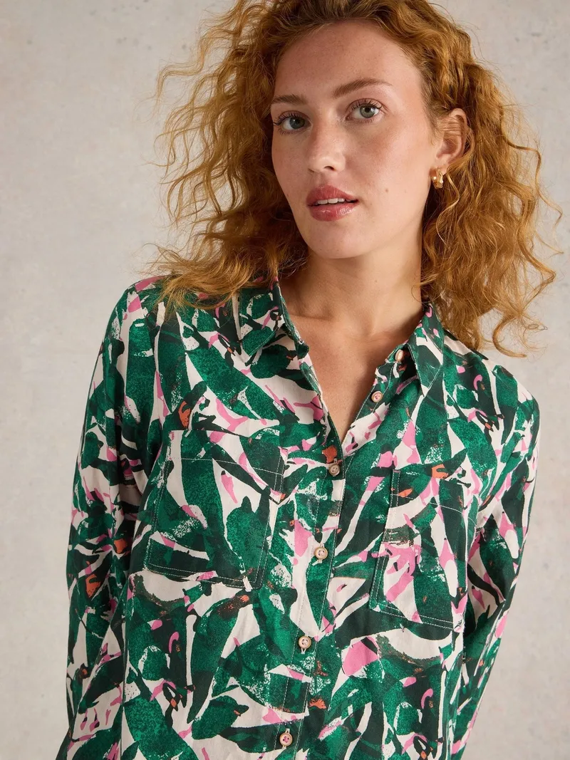 White Stuff Bluse Sophie aus Bio-Baumwolle - 36, Grün print, – Produktbild 3 von 4