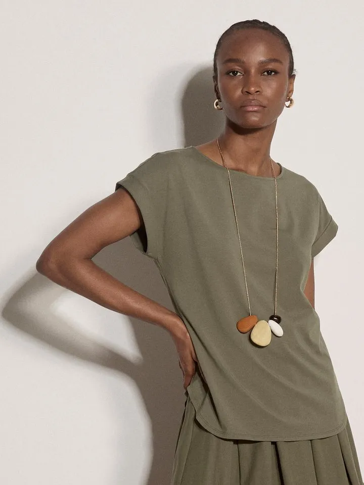 Apricot Apricot T-Shirt Jersey-T-Shirt (1-tlg) mit Krempelärmeln, Grün, – Produktbild 1 von 4