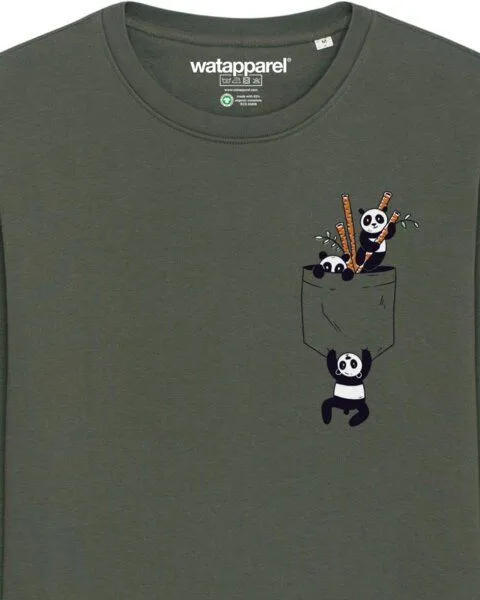 watapparel watapparel Sweatshirt Unisex Pocket Pandas, Khaki, – Produktbild 3 von 3