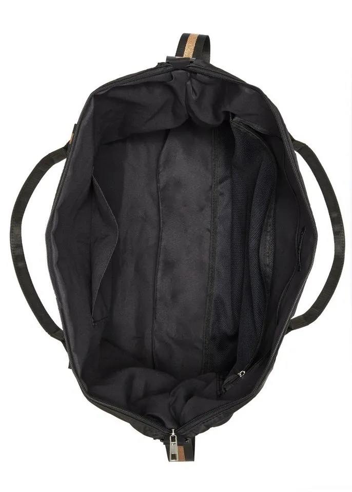 VENICE BEACH VENICE BEACH Sporttasche große Umhängetasche, Wellnesstasche, Saunatasche, Reisetasche, Weekender, Strandtasche mit modischem Druck VEGAN, Goldfarben|schwarz, – Produktbild 4 von 5