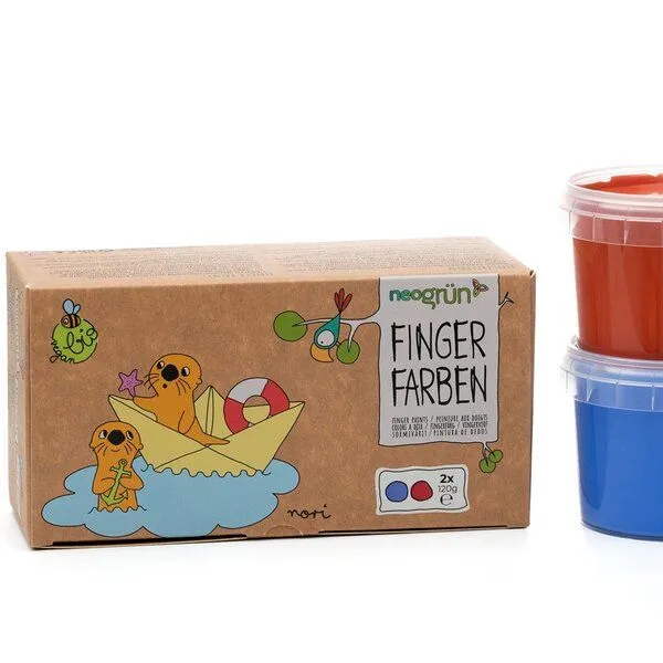 neogrün neogrün Fingerfarben 2er Set "Nori", Blau/rot, – Produktbild 5 von 6