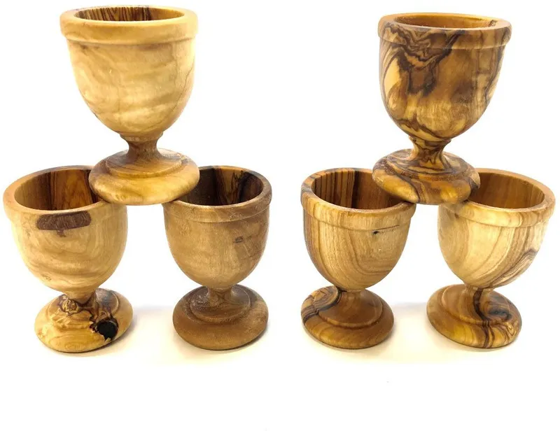Olivenholz erleben Olivenholz erleben Eierbecher KLASSIK gedrechselt aus edlem Olivenholz, (Set, 6-tlg., 6x Eierbecher), Handarbeit, Angenehme Haptik, Lebensmittelecht & unbehandelt, Braun, – Produktbild 3 von 4