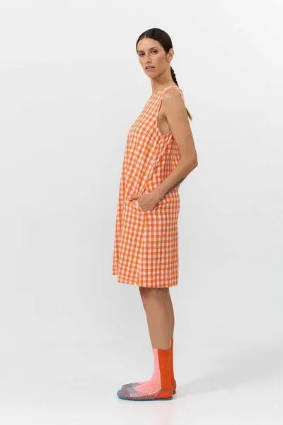 SUITE13LAB Suite13lab Damen-Kurzkleid LENA kariert, Orange, – Produktbild 2 von 4