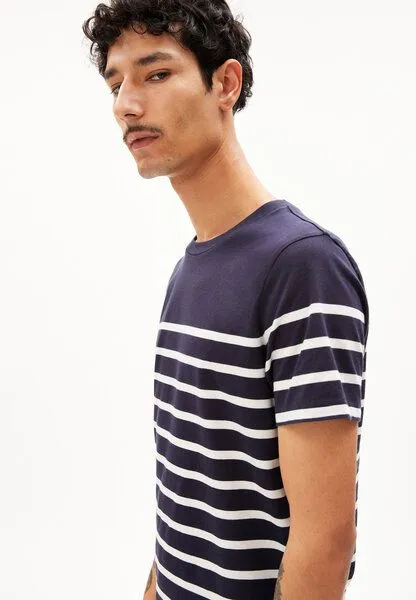 ARMEDANGELS ARMEDANGELS AADROS STRIPES - Herren T-Shirt Regular Fit aus Bio-Baumwolle, Night sky-oatmilk, – Produktbild 3 von 4