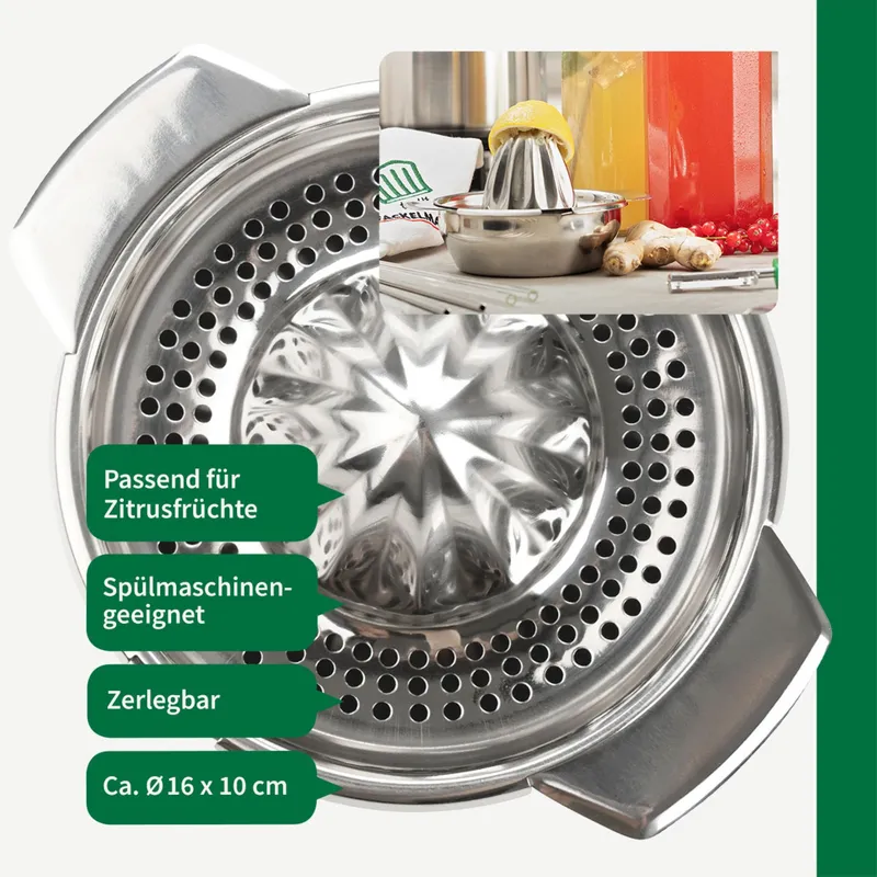 Chefkoch trifft Fackelmann Chefkoch trifft Fackelmann Zitronenpresse, 16cm, 2-teilig – Produktbild 3 von 3