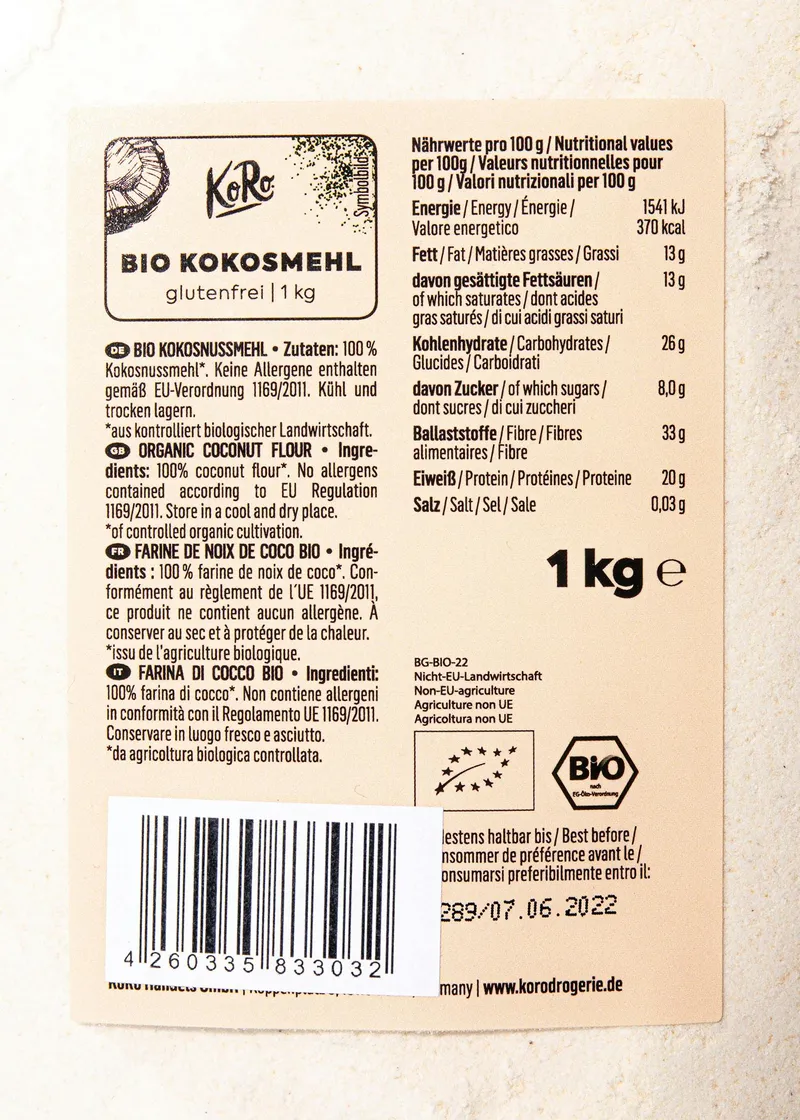 KoRo Bio Kokosmehl 1 kg – Produktbild 3 von 5
