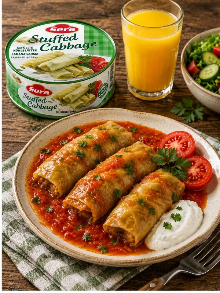 SERA FOOD Fertiggericht Gefüllte Kohlblätter – mediterran & servierfertig, (Vegane Konserven), Spezialität, servierfertig, vegan/vegetarisch, hochwertige Zutaten – Produktbild 3 von 4