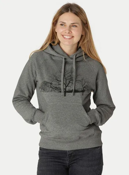Peaces.bio - handbedruckte Biomode Peaces.bio - handbedruckte Biomode Damen Hoodie Landscape, Dunkelgrau, – Produktbild 2 von 2