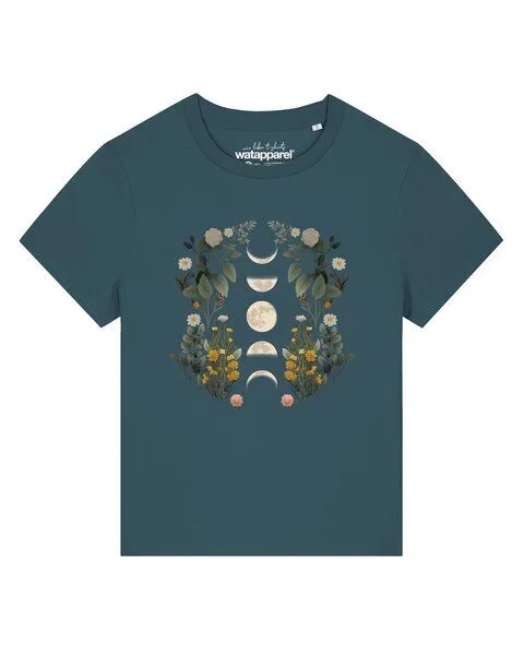 watapparel watapparel T-Shirt Frauen Moonphases & Flowers, Stargazer, – Produktbild 1 von 2