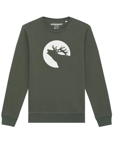 watapparel watapparel Sweatshirt Unisex Röhrender Hirsch, Khaki, – Produktbild 1 von 4