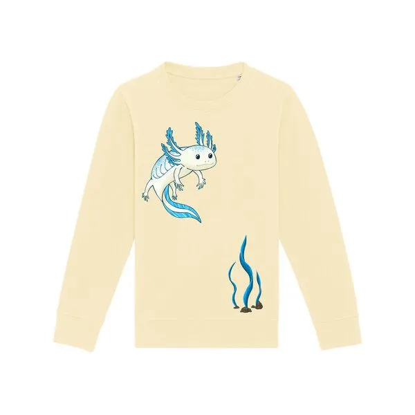 Spangeltangel Spangeltangel Kinder-Sweatshirt "Axolotl", Hellgelb, – Produktbild 1 von 4