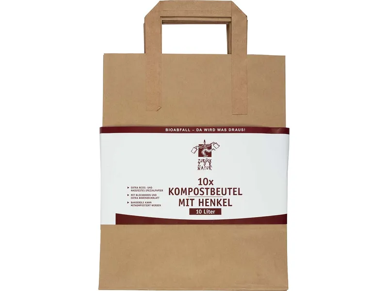 10 Bioabfall-Kompostbeutel aus Recyclingpapier, mit Tragehenkel, 10 l – Produktbild 1 von 1