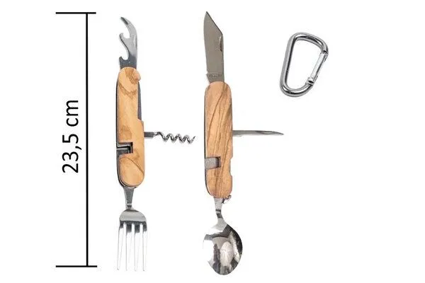 Cameleon Pack Cameleon Pack Praktisches Natur Camping Besteck *8 in 1* Edelstahl + Hochwertiges Olivenholz * Mit Geschenkbox * Outdoor Reise Set – Produktbild 4 von 4