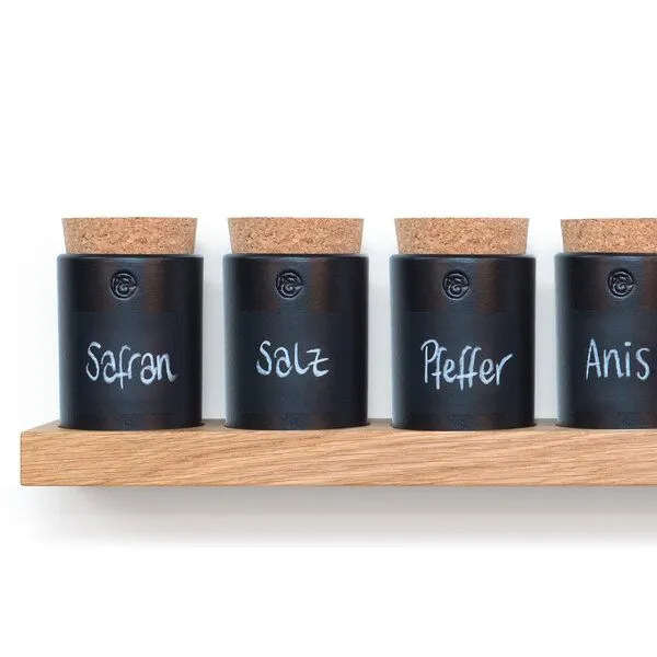 klotzaufklotz klotzaufklotz Gewürzregal Eiche, Schwarz, – Produktbild 1 von 4