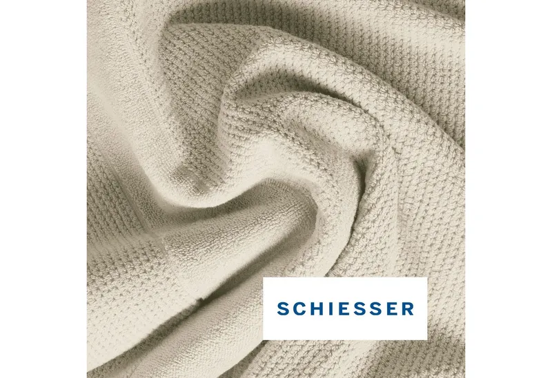 Schiesser Schiesser Handtücher Turin aus 100% Baumwolle in dezenter Reiskornoptik, Frottier (Set, 4-St), OEKO-TEX® MADE IN GREEN, Beige, – Produktbild 3 von 5