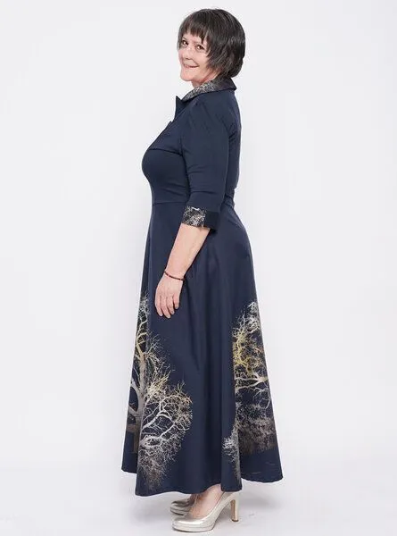Peaces.bio - handbedruckte Biomode Peaces.bio - handbedruckte Biomode Abendkleid Zauberlandschaft – Produktbild 3 von 4